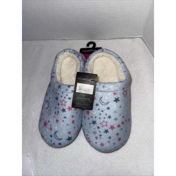 Cuddl Duds Girl's Printed Stars Fleece Clog Slippers Sz Lg 5-6 New - Picture 4 of 10